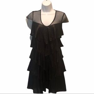 BCBG mixed material cap sleeve dress- NWT